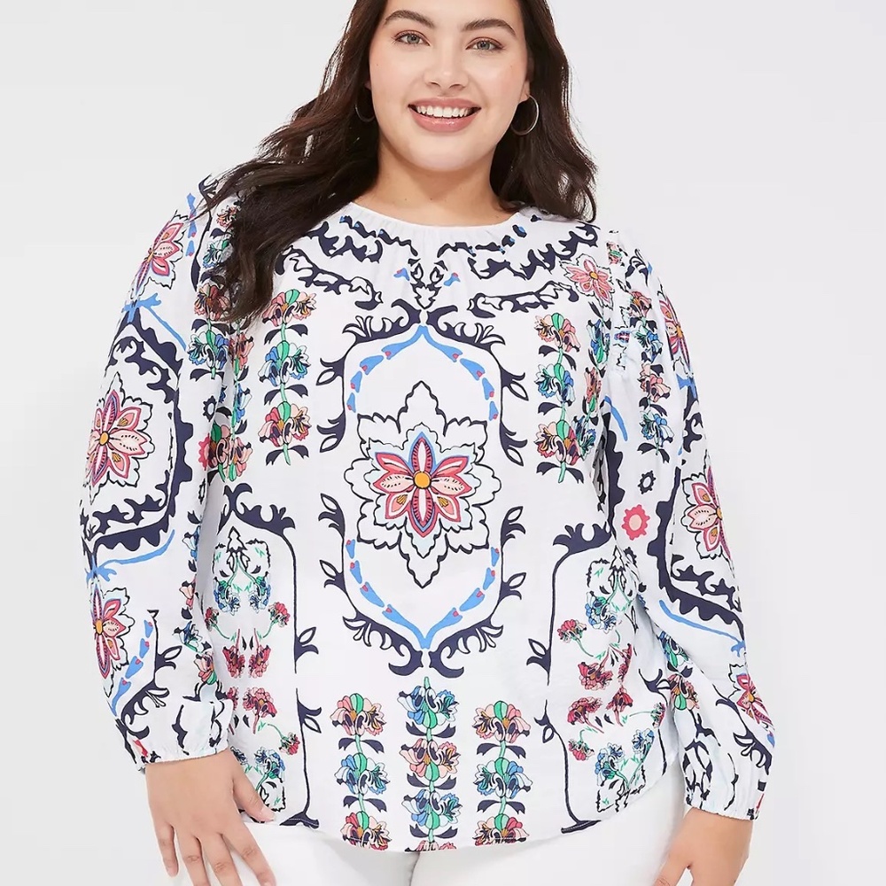 Lane Bryant Long-Sleeve Peasant Blouse Size 18